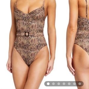WEWOREWHAT one piece snake skin suit!